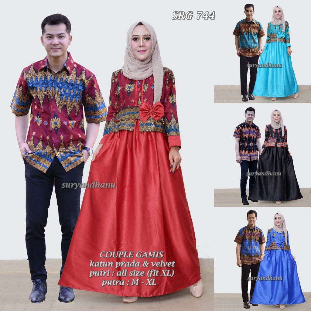 BAJU BATIK COUPLE MODEL GAMIS TERBARU SRG 744