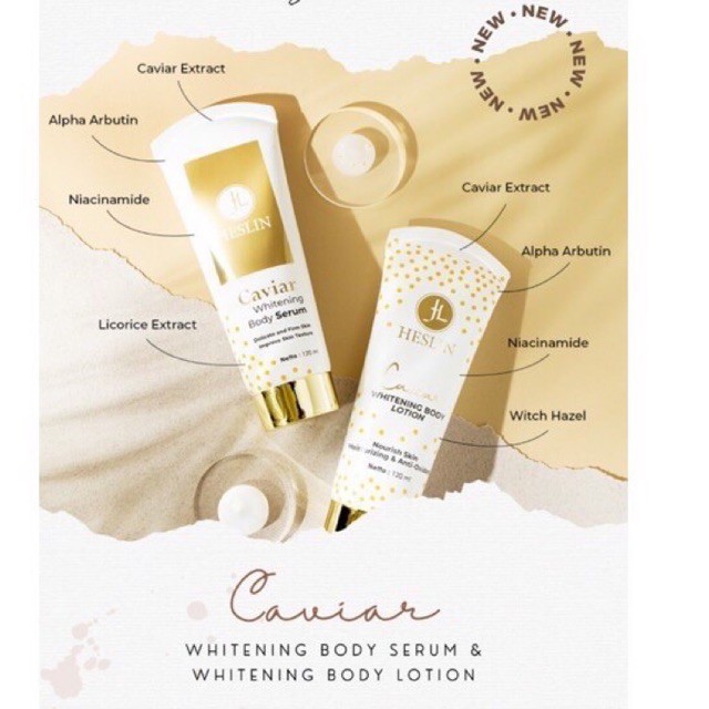 [SIAP KIRIM] WHITENING BODY LOTION & WHITENING BODY SERUM CAVIAR HESLIN BEAUTY
