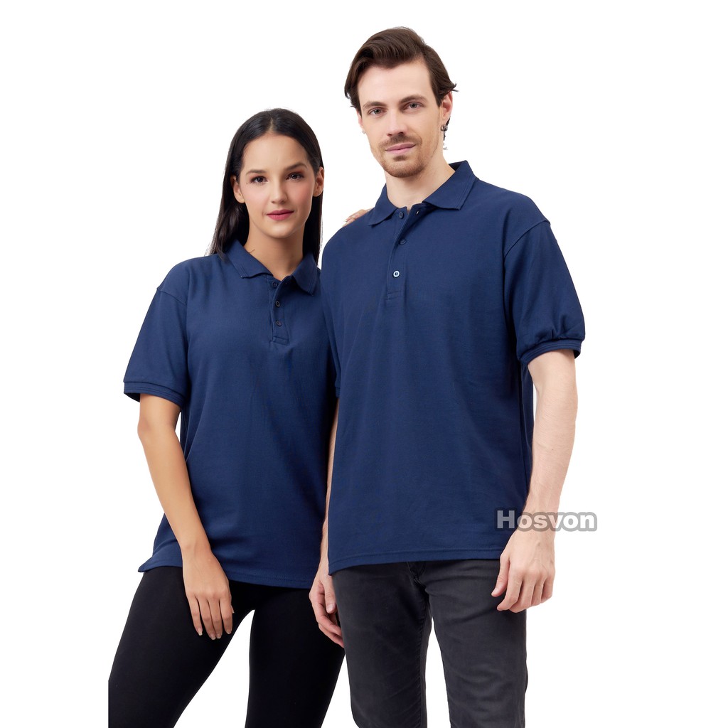 [LANGSUNG DARI PABRIK] Hosvon Kaos Kerah Wangki Cotton 100% Size S-XXL ( PRIA &amp; WANITA )