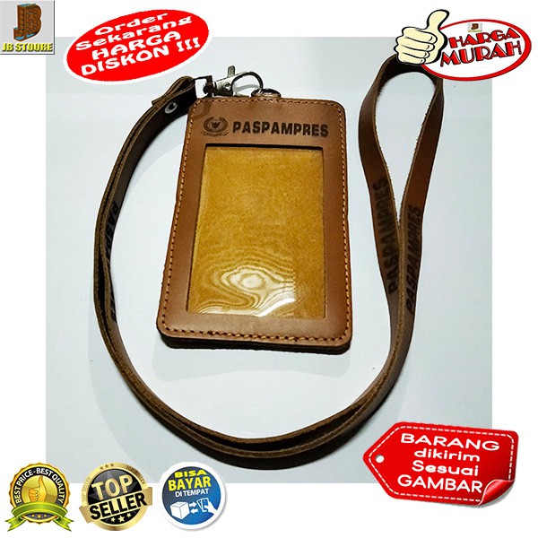 

Tempat Id Card PASPAMPRES Kulit / Id Card Holder Paspampres Gantung / nametag paspampres tali kulit