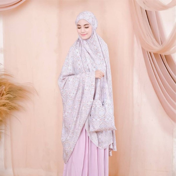 Mukena Tazbiya Tazkia Motif Nevada Mukenah Dewasa Jumbo Katun Rayon