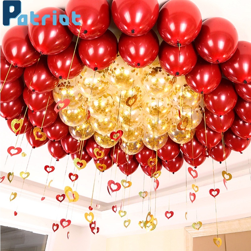 100 Pcs / Pack Liontin Balon Bentuk Hati Aksen Payet Untuk Dekorasi Pesta Ulang Tahun