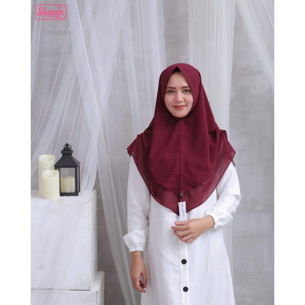 Khimar Alifa Maroon Hijab Instant Non Pad Premium by Shanie