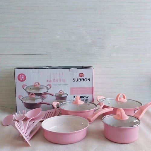 Panci Set Serbaguna Teflon Marble 13 pcs Cookware Set Tutup Kaca riverra