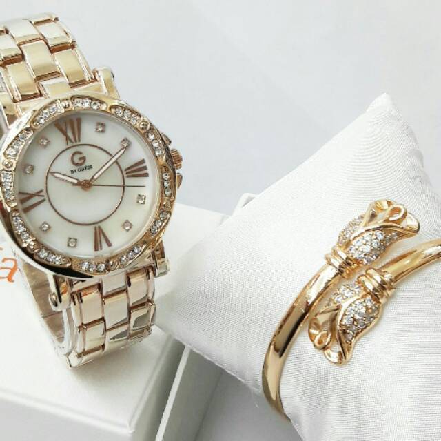 Jam tangan guess set gelang elegant
