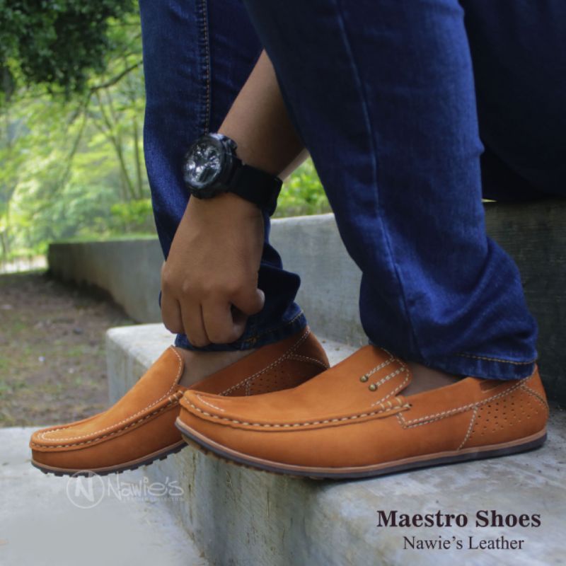 Nawies Leather - Sepatu Casual Pria Kulit Sapi Asli Maestro Shoes Sepatu Awet