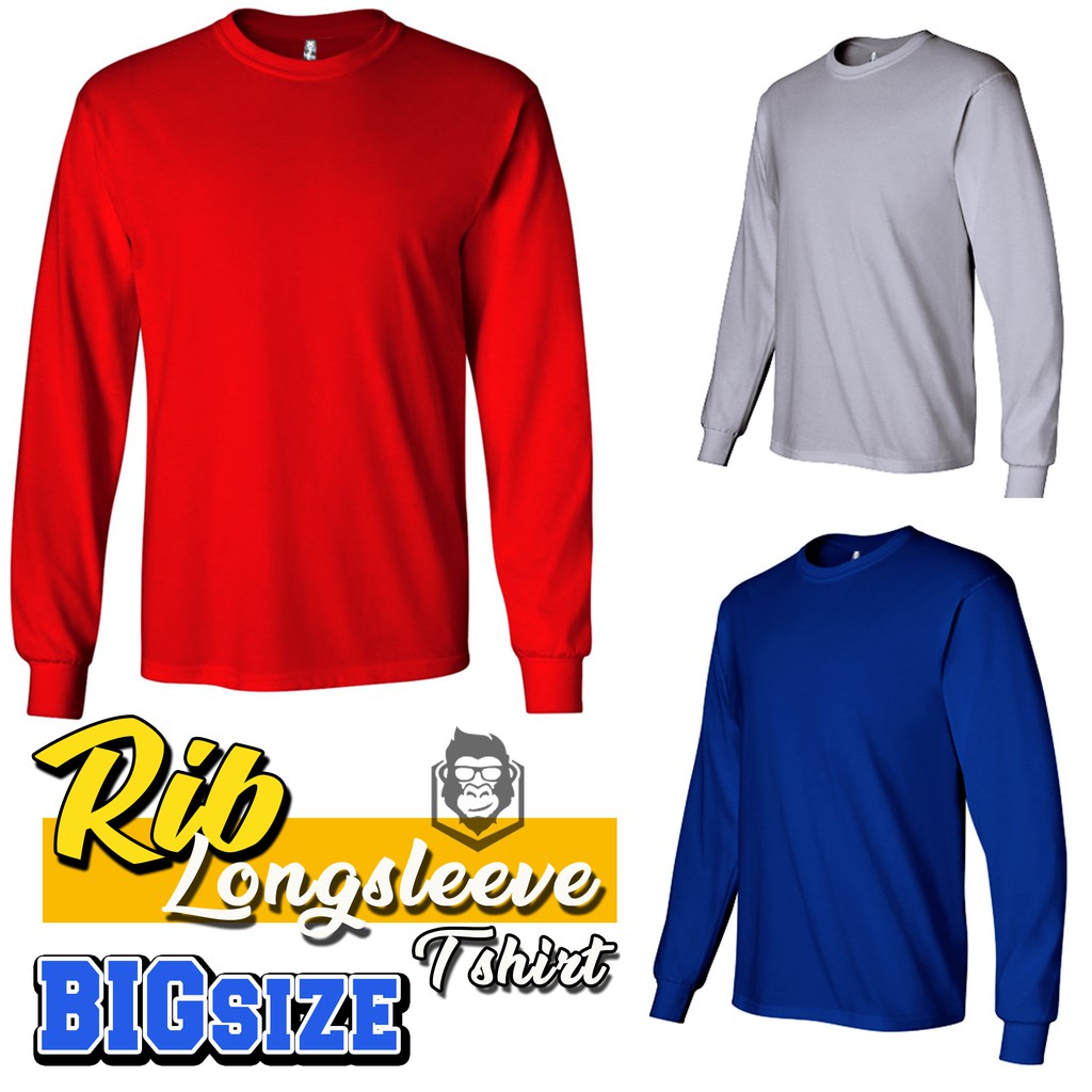 Kaos polos Rib longsleeve / lengan panjang rib big size unisex combed 30s