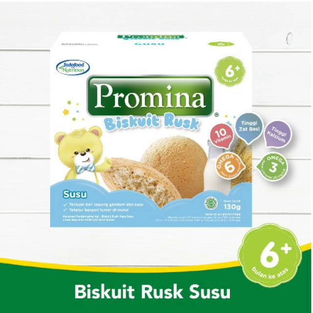 (Free Packing) Snack MPASI Bayi Promina Biskuit Rusk 130gr Rasa Susu Beras merah dan kacang hijau