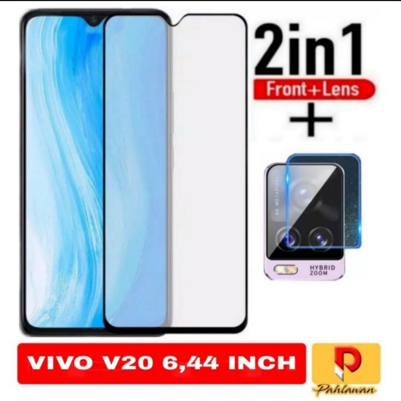 Tempered Glass Vivo V20 New + Tg Camera Lensa 2 in 1