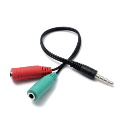 Cable jack aux 3.5mm male to 2 female splitter microphone audio for headset headphone earphone