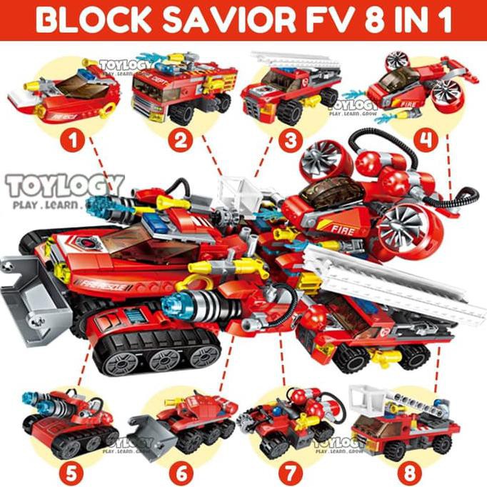 PAKET Block Qman Legend of Chariot SAVIOR Truck Pemadam Lego 8in1 1410