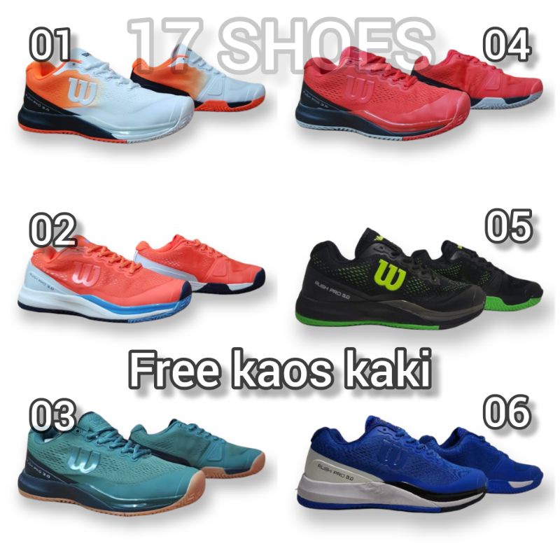 Sepatu Tenis Wilson Rush Pro 3.0 Premium Original Sepatu Tennis Pria Dan Wanita Sepatu Voli Basket B