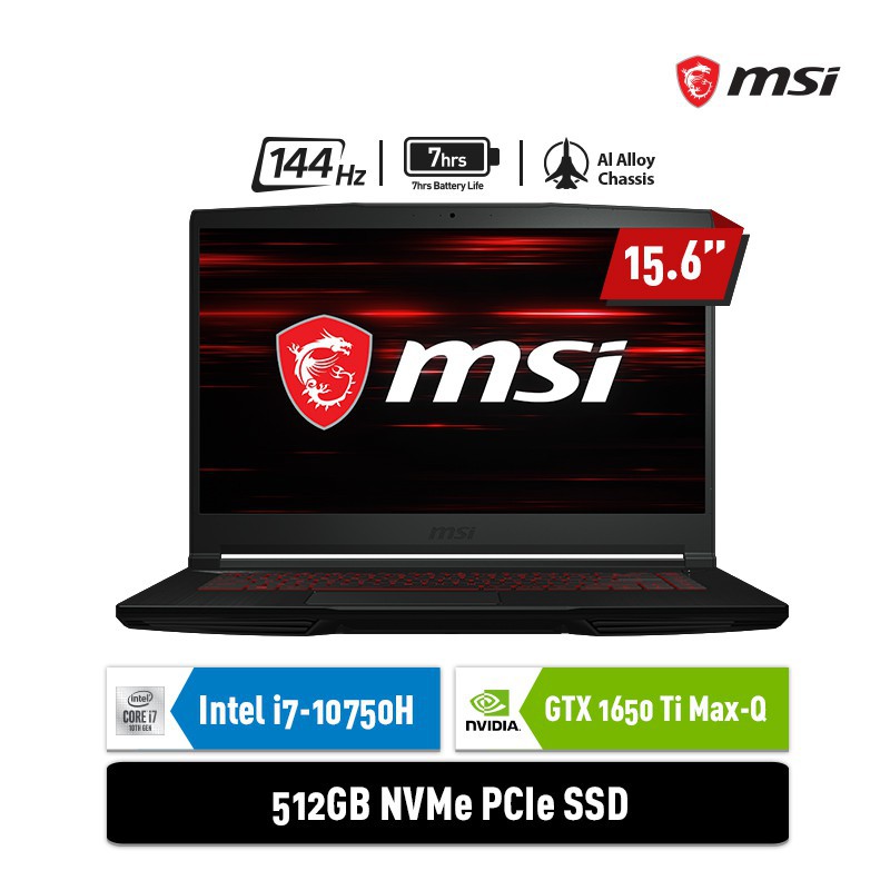 LAPTOP MSI GF63 9SCXR [9S7-16R412-837] i7-9750H 8GB 512GB GTX1650 4GB
