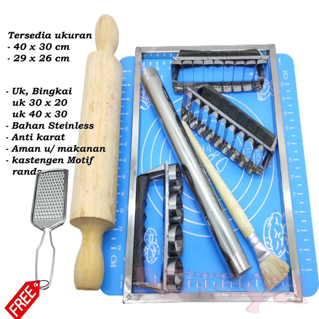 PAKET KUE KASTENGEL / BINGKAI KUE KERING / MATRAS ADONAN / CETAKAN KUE KASTENGEL / GILINGAN ADONAN /