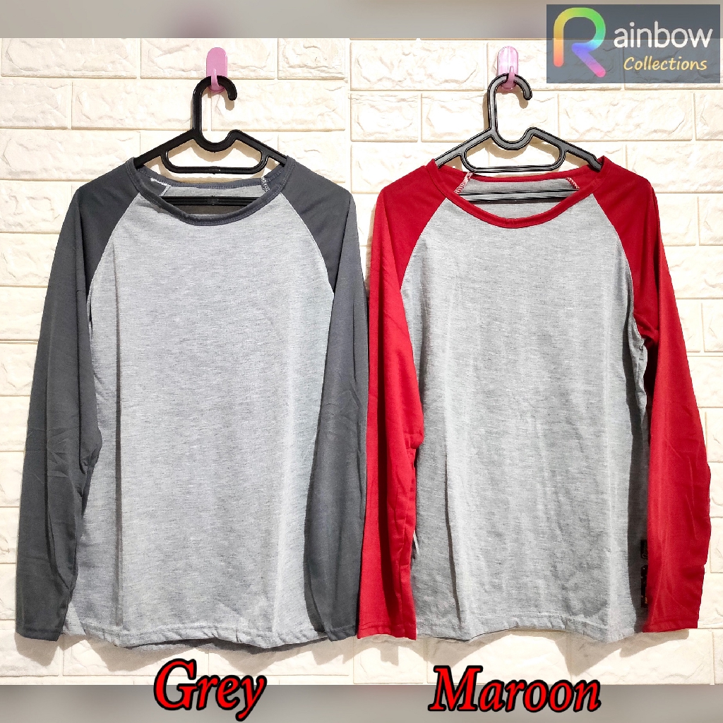 Kaos raglan polos lengan panjang Pria / fashion pria / baju raglan pria / kaos distro