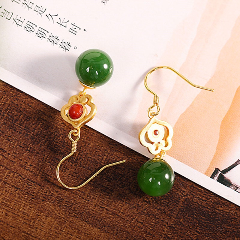 Anting Giok Hetian Chalcedony Natural Untuk Wanita