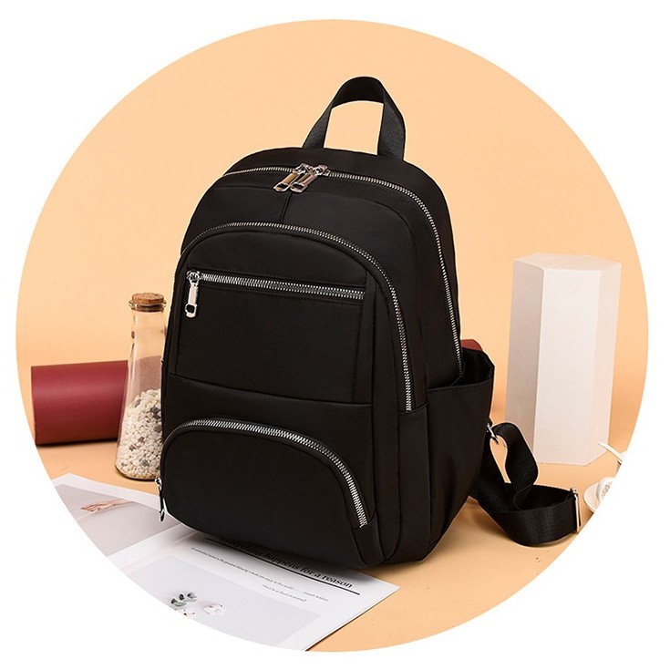 TAS RANSEL IMPORT WANITA KOREA 4 RESLETING TA398B5 DICANTI ANTI AIR GENDONG HITAM BACKPACK BESAR ORI