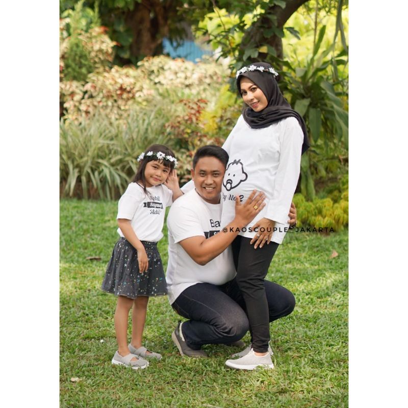 GRATIS CUSTOM NAMA-KAOS HAMIL COUPLE AYAH IBU ANAK BABY JUMPER LUCU-Kaos Couple Hamil Bumil Ibu Hami