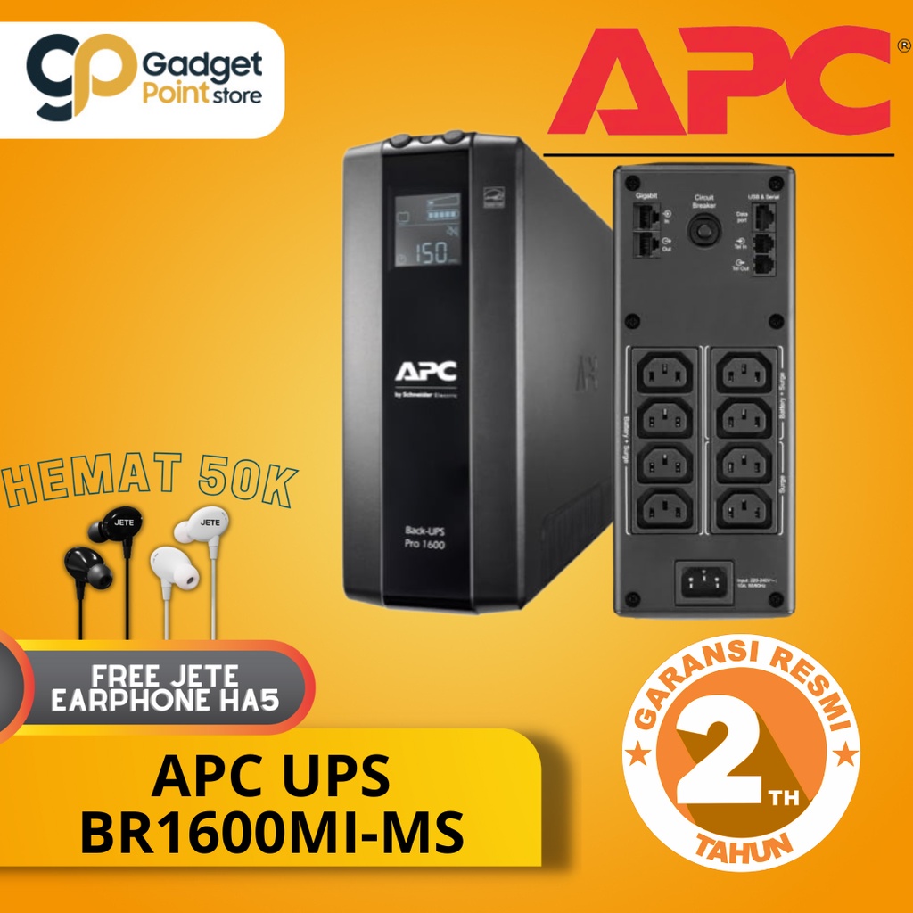 UPS APC Back UPS Pro BR 1600VA, 8 Outlets, AVR, LCD Interface BR1600MI - MS