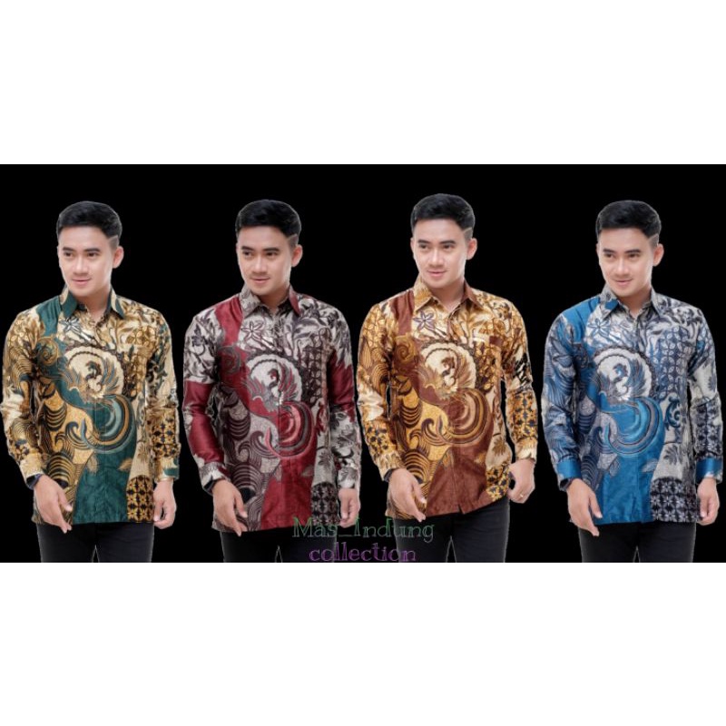 (COD) SUTRA SILKY HALUS /Hem-Kemeja Batik Pria Lengan Panjang/baju batik