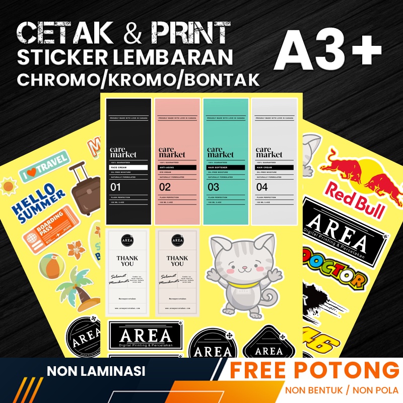 

Print & Cutting Stiker Label Kemasan Tanpa Laminasi/Stiker Label Makanan/Stiker Produk/Sticker Chromo/Kromo/Bontak