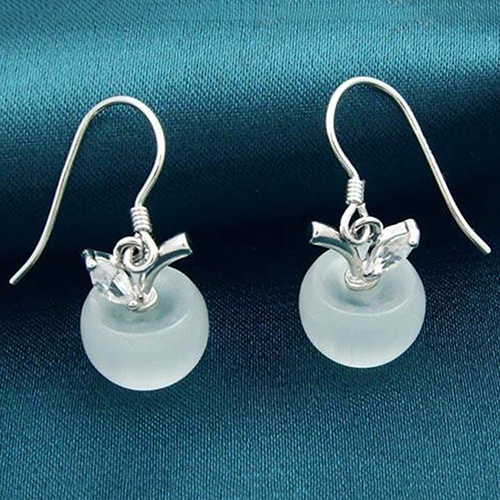 Hu Hu Hu Hu Hu Alat Bantu Pasang Kacamata♡ Anting Kait Gantung Sterling Silver 925 Desain Apel Hias Opal Zircon Untuk Wanita