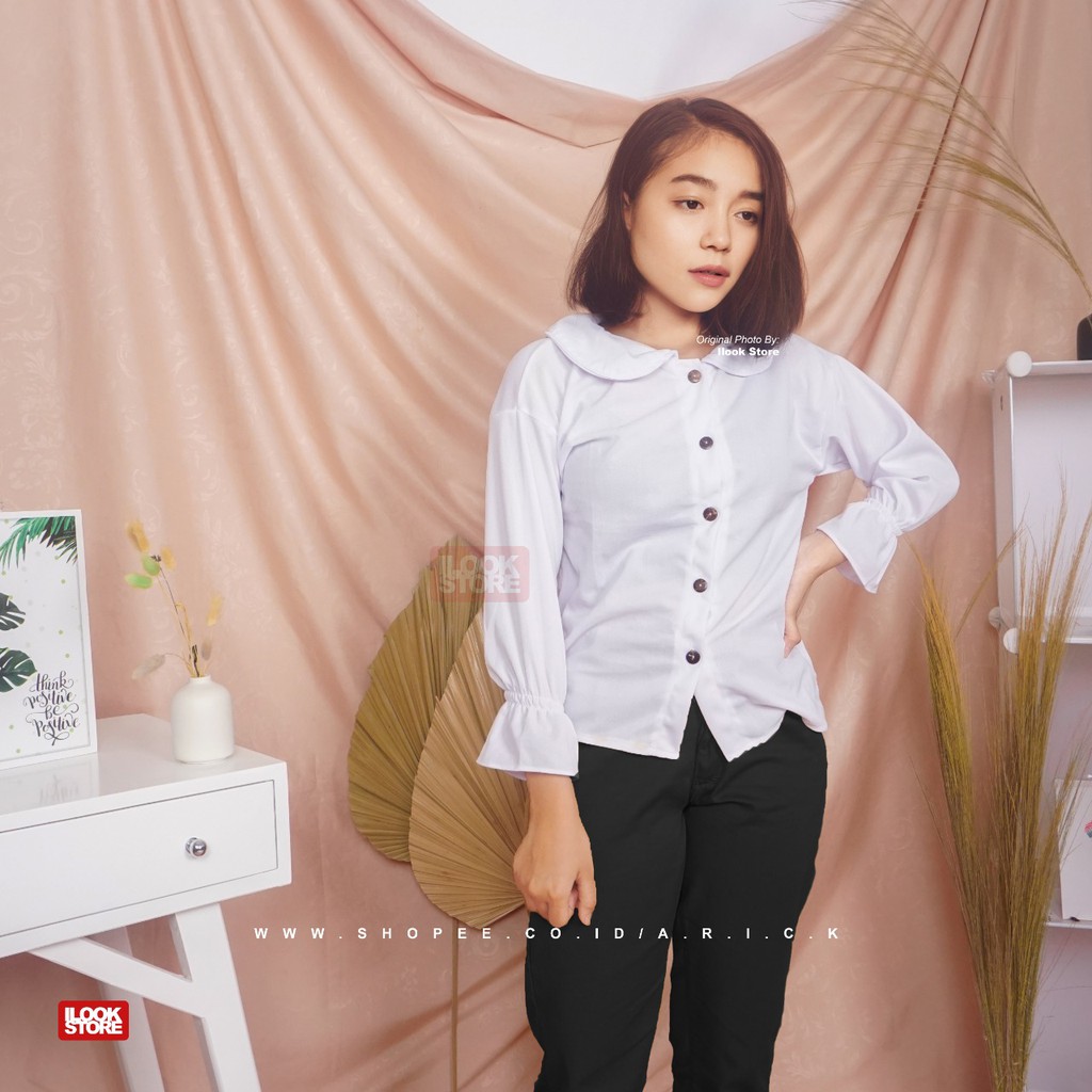 ilook | Tria Blouse | Blouse Wanita - Fit to L-Tria - Putih