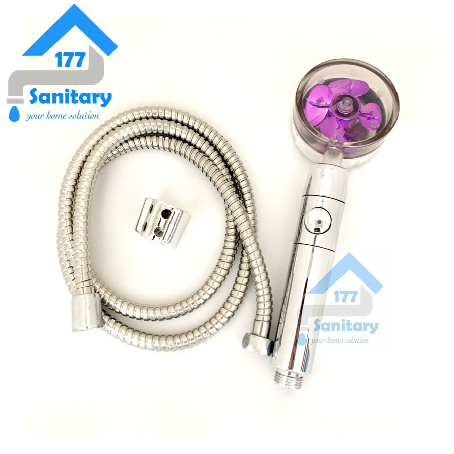 Hand Shower Saving Mode tekan on off HS55 - Set HandShower Mandi Hemat Air Turbo Halus 360 Unik