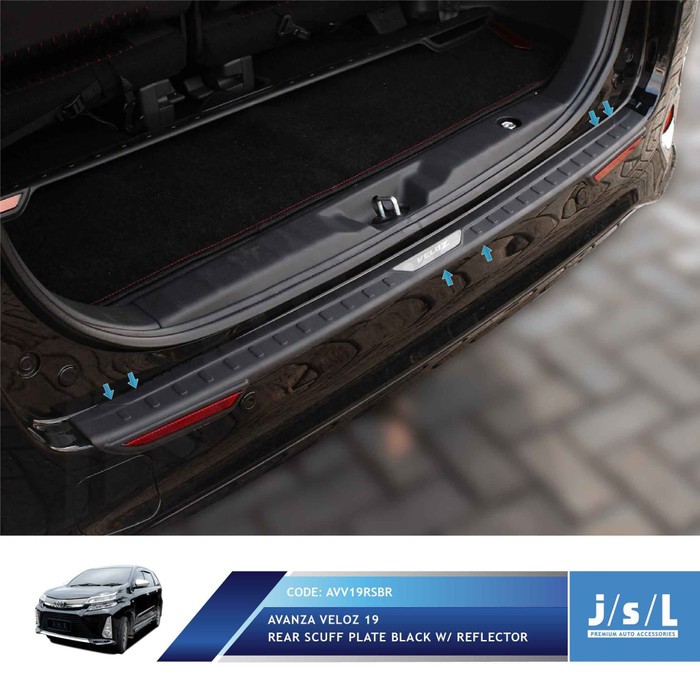 JSL Avanza Veloz 2019 Rear Scuff Plate Black Activo W/Reflector