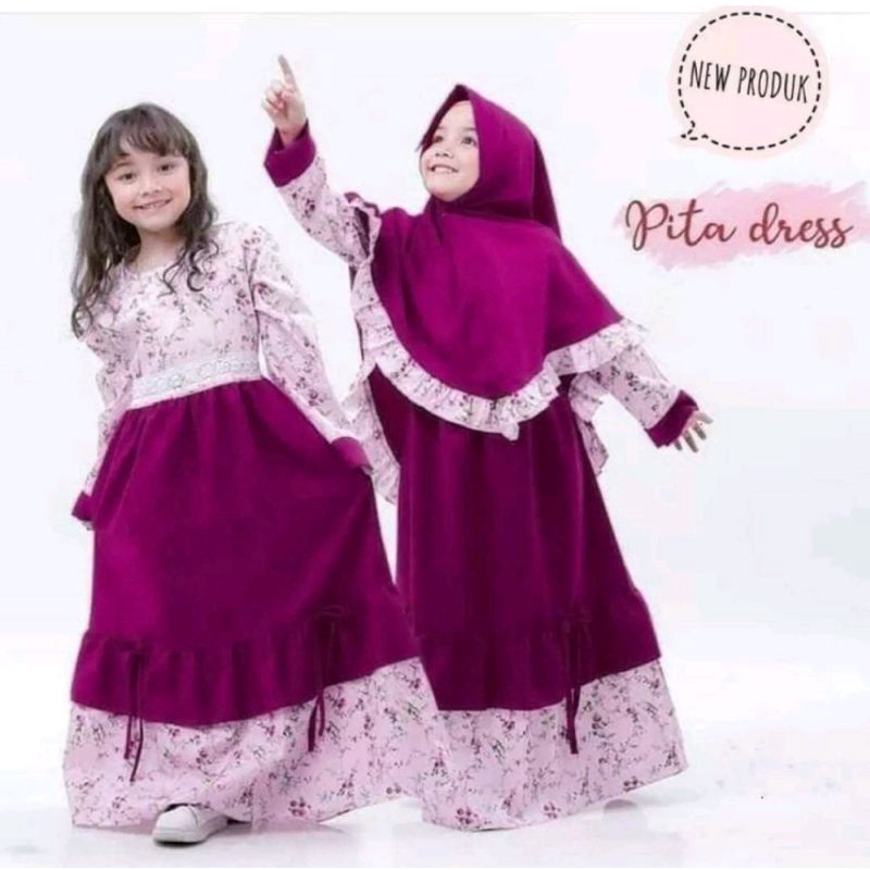 GAMIS BANDUNG [COD] PITA SYARI KIDS / Gamis Syari Anak Plus Kerudung / Gamis Anak Plus Jilbab / Gami