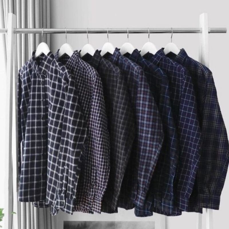 PAKET USAHA 1 LUSIN KEMEJA FLANEL PREMIUM LENGAN PANJANG PRIA WANITA