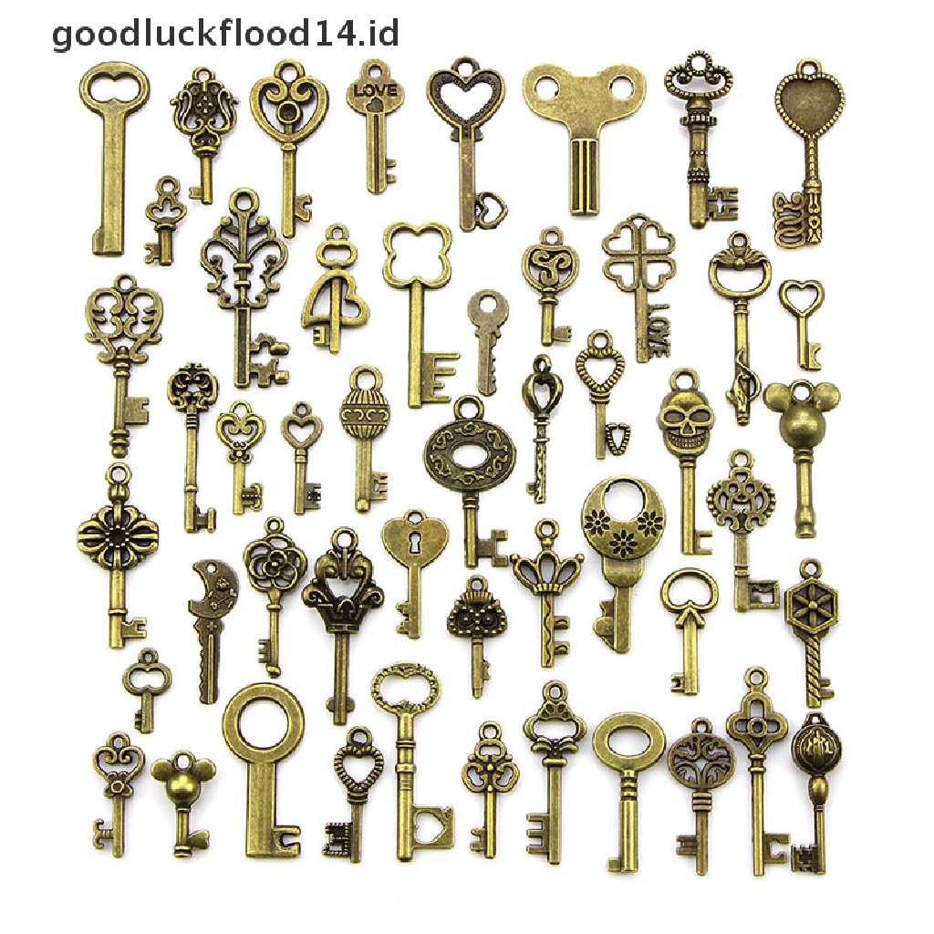 [OOID] 50PCS DIY Mixed Vintage Key Charms Pendant Steampunk Bronze Jewelry Findings ID