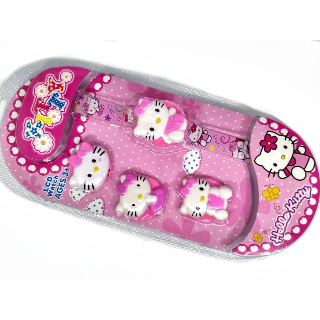 Super Murah! JAM TANGAN ANAK PEREMPUAN HELLO KITTY KEPALA SET DIGITAL MURAH