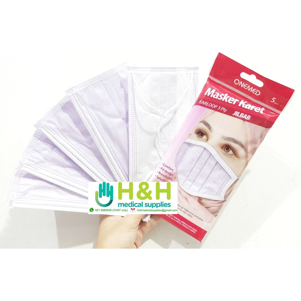 Masker Jilbab isi 5 pcs / Masker Jilbab / Masker Jilbab 3ply