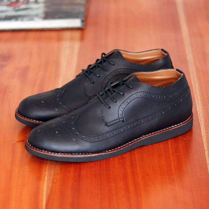 WLF x PEDRO BORIS|Sepatu Formal Pantofel Pria Hitam Tali Kerja Kantor Kuliah Fashion Original Kulit Syintetik