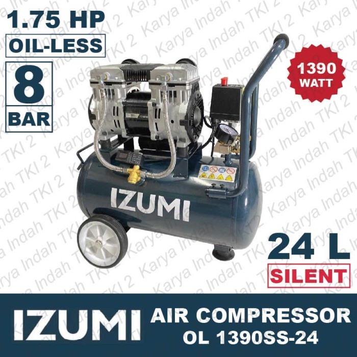 IZUMI OL 1390SS-24 Mesin Kompresor Angin 24 L 1.75HP High Speed OL1390 OL 1390 Silent Oillesss Compr