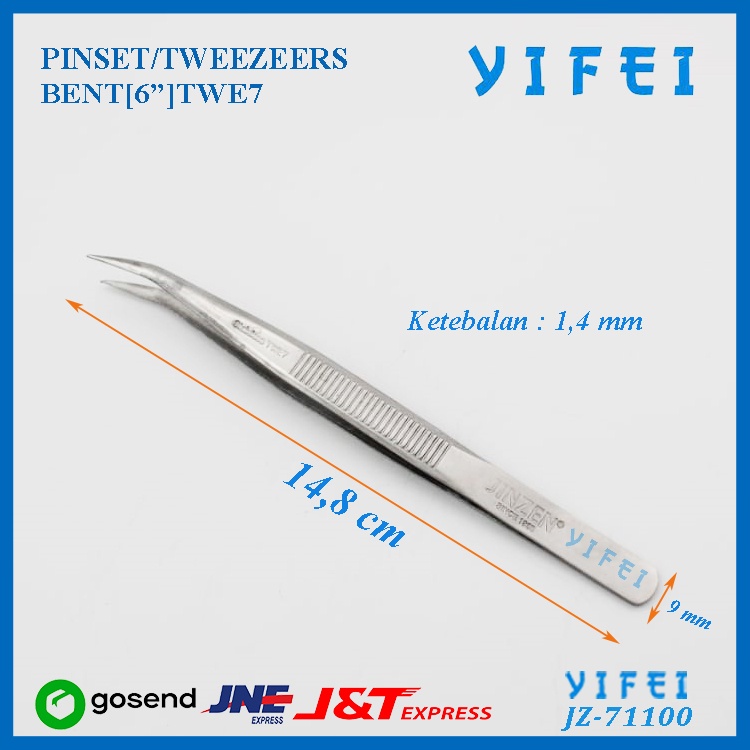 Pinset Pingset Twizer Benang Stainless Steel/Pinset Benang bengkok/Pinset Stainless SteelYIFEI-71100