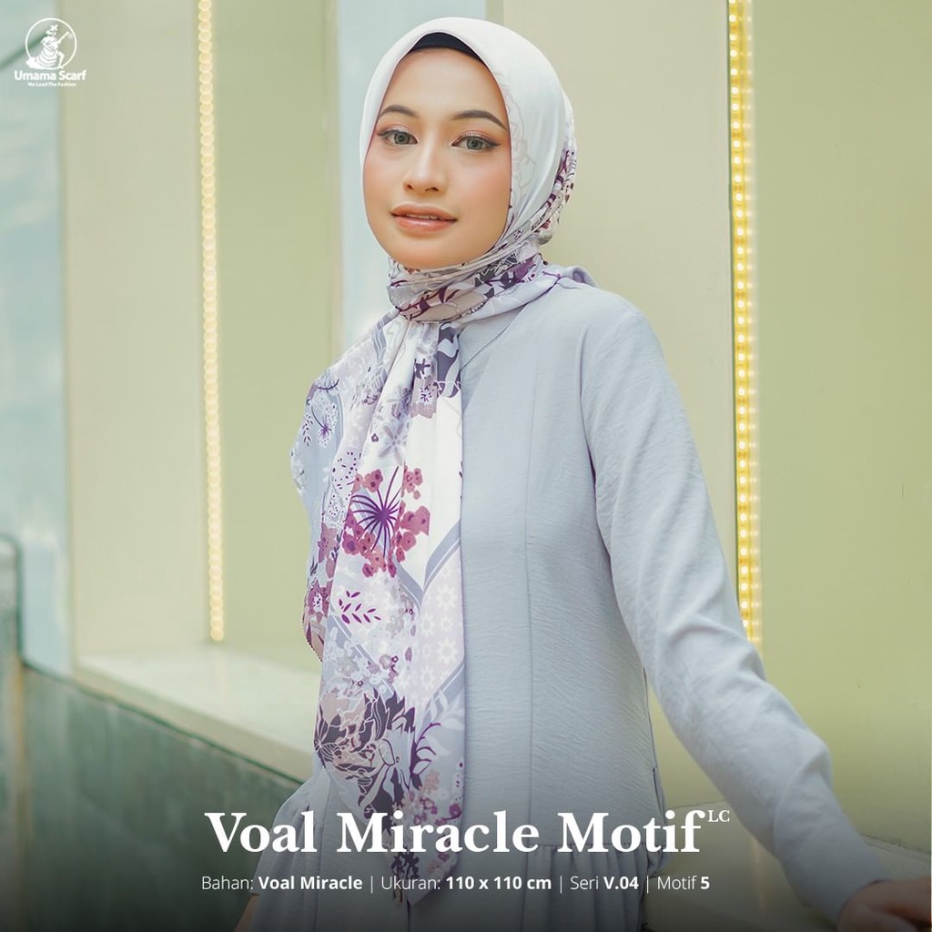 (BISA SERAGAMAN) PART 1 VOAL MIRACLE PRINT Lasercut Umama Hijab Segiempat Motif Premium