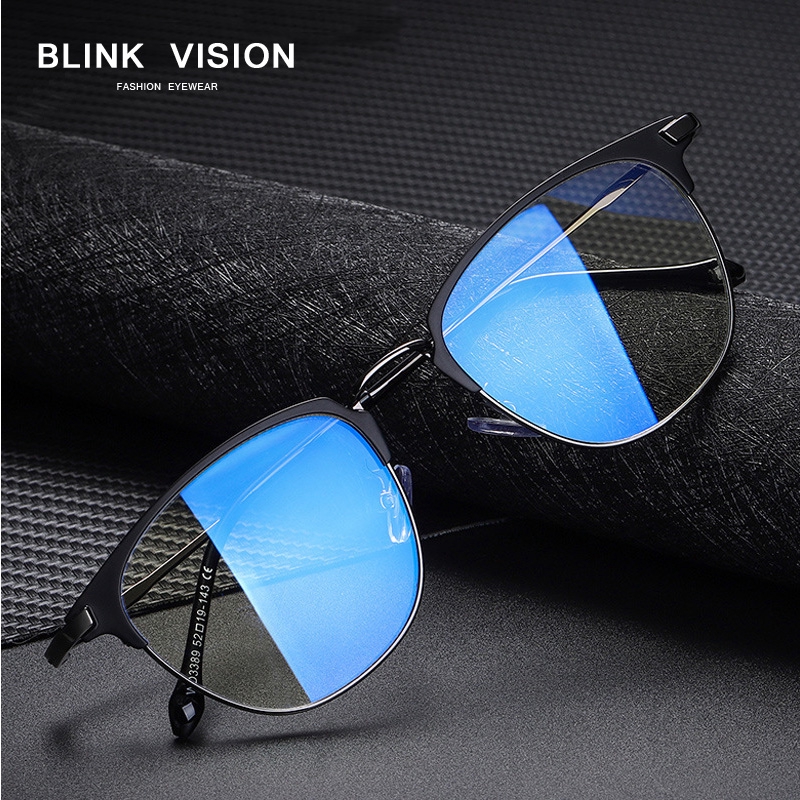New Metal Fashion Anti-blue Light Kacamata Minus Mahasiswa Pria Wanita Unisex Vintage Komputer Anti 