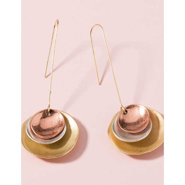 LRC Anting Gantung Fashion Gold Round Earrings D27915