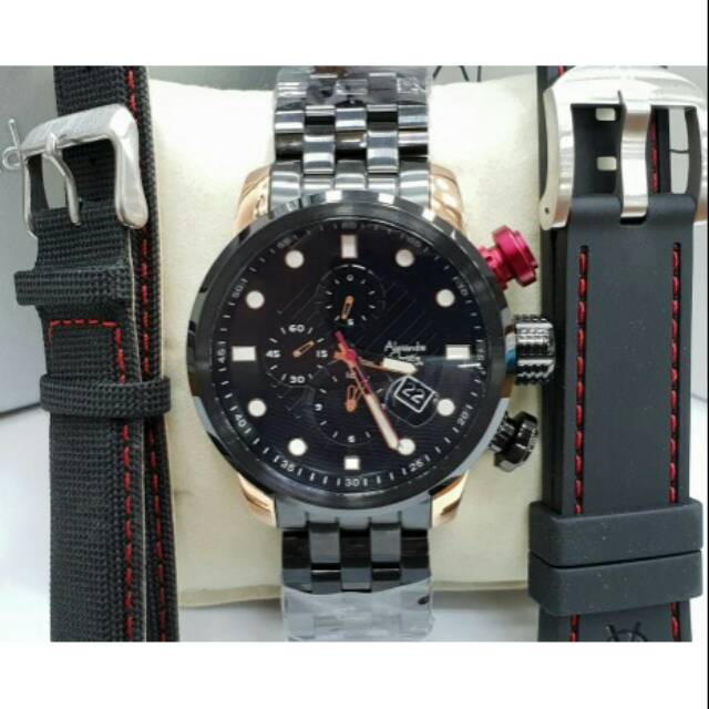 JAM TANGAN PRIA ALEXANDRE CHRISTIE 6163 COWOK BLACK ROSEGOLD ORIGINAL