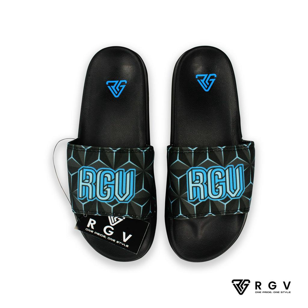 RGV - SANDAL PRIA DAN WANITA SLIDE SLIP ON SENDAL ANTI LICIN RINGAN SELOP 3D GEOMETRY BLUE