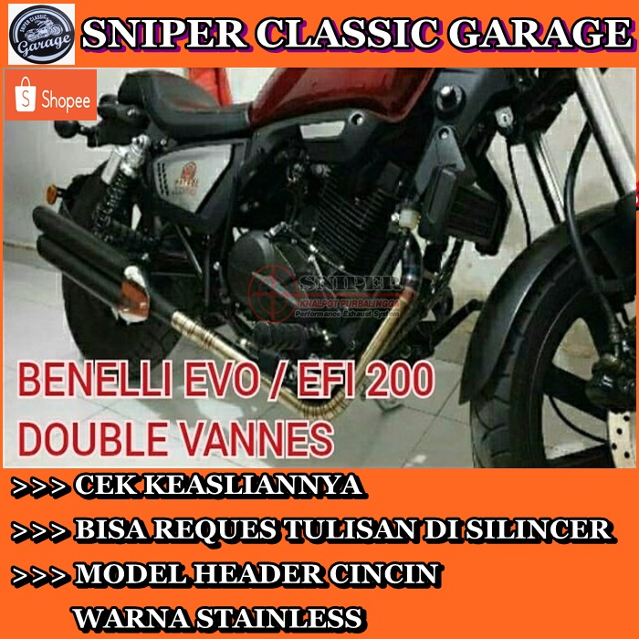 Knalpot Benelli Motobi 200 Evo Efi Double Vannes