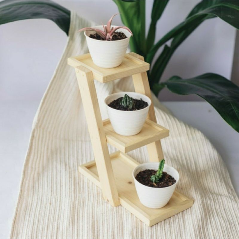Rak Kayu 3 Tingkat / Rak Tanaman / Rak Cupang / Rak Kayu Kekinian