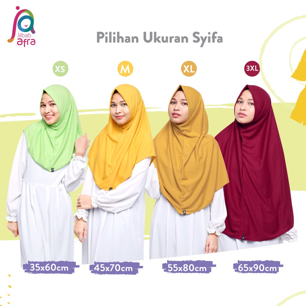 Jilbab Afra (Arfa) Syifa - Bergo Syiria Non Pet - Hijab Instan Bahan Kaos, Adem &amp; Lembut