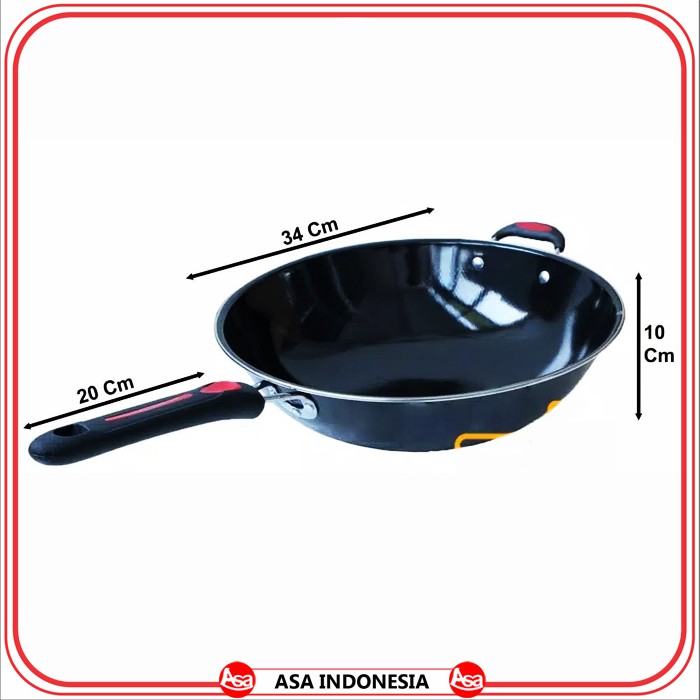 Wajan HK merk 555 gagang panjang diameter 34cm bahan teflon (TSC124)