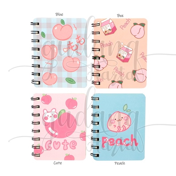 Notebook A7 Spiral Pink Peach BukuTulis Mini Buah Peach Unik GH 308512