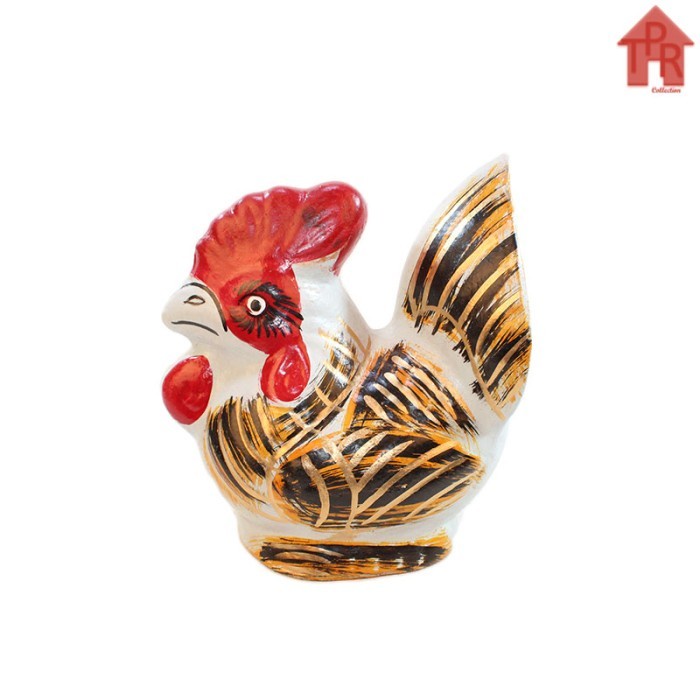 Gerabah - celengan tanah liat ayam tradisional size S + packing kayu