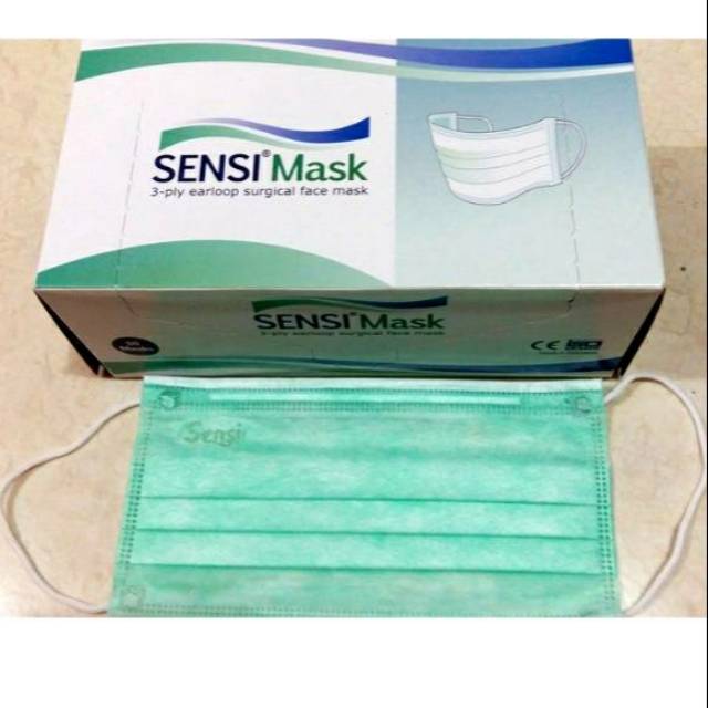  Masker  SENSI  Mask Masker  Hijau  3 ply kualitas terjamin 