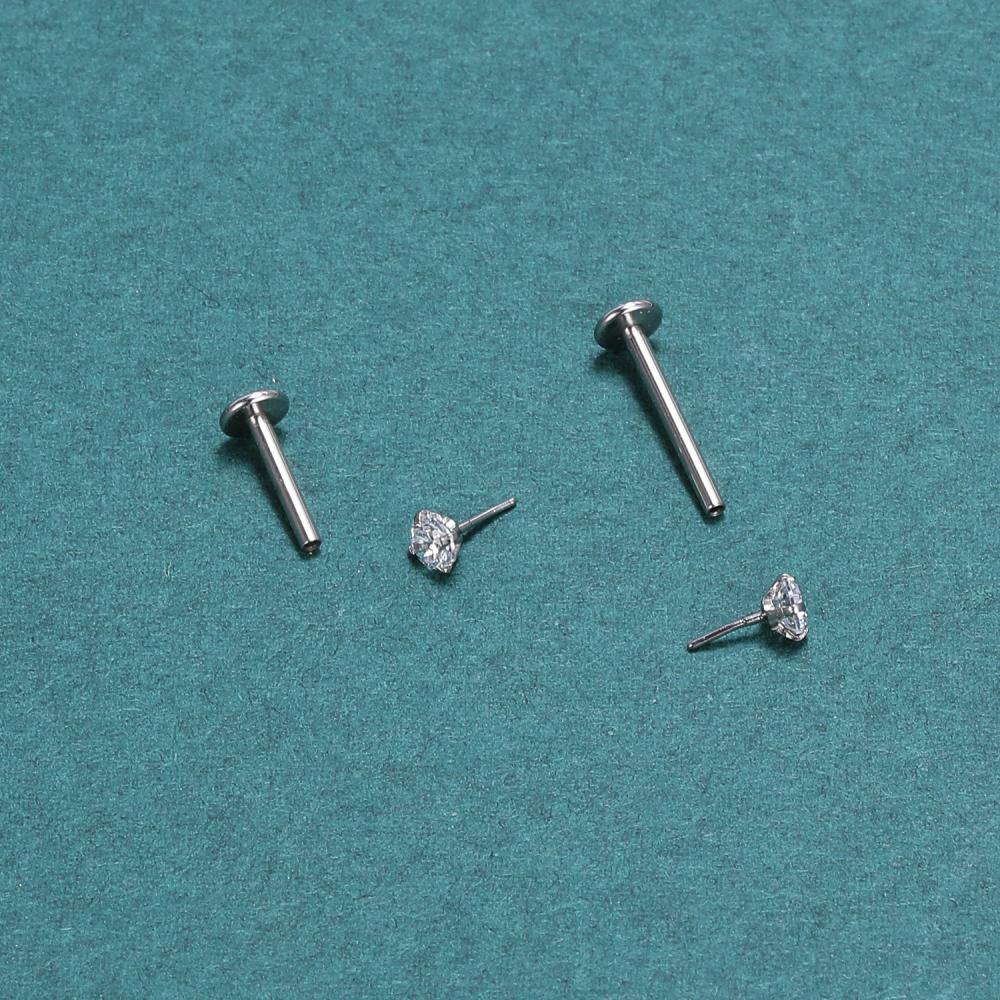 1pc Anting Stud Tindik Bibir Labret Kristal Bahan Stainless Steel Ukuran 0.8 / 1 / 1.2mm